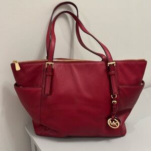Michael Kors Red Leather Tote Bag